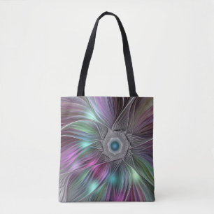 Kleurrijke Big Flower Abstract Trippy Fractal Art Tote Bag