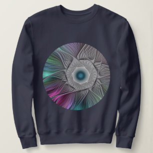 Kleurrijke Big Flower Abstract Trippy Fractal Art Trui