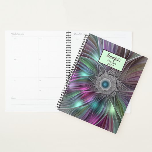 Kleurrijke Big Flower Abstracte Trippy Fractal Naa Planner (Display)