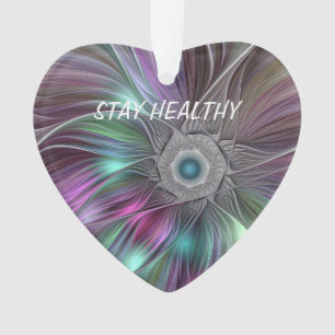 Kleurrijke Big Flower Abstracte Trippy Fractal Tek Ornament