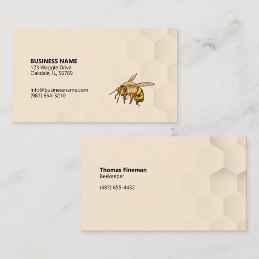 Kleurrijke bijen en honingraat Antiek wit Visitekaartje (Voorkant / Achterkant)