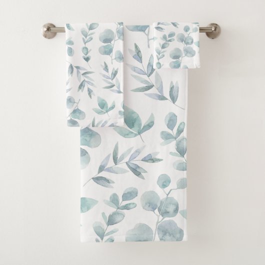 Kleurrijke bijtende EucalyptusWaterverf laat de kl Bad Handdoek (Insitu)