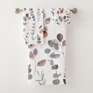 Kleurrijke bijtende EucalyptusWaterverf laat de kl Bad Handdoek