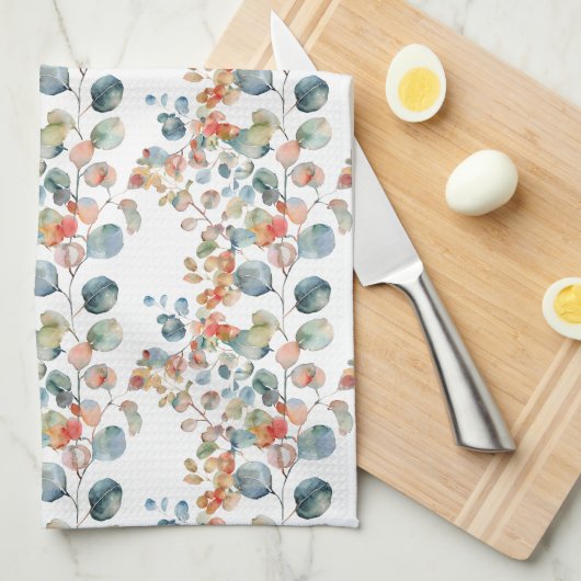 Kleurrijke bijtende EucalyptusWaterverf laat de kl Theedoek (Quarter Fold)