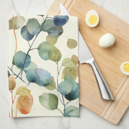 Kleurrijke bijtende EucalyptusWaterverf laat de kl Theedoek