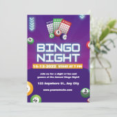 Kleurrijke Bingo Fun Night Uitnodiging Fondsenwerv (Staand voorkant)