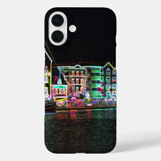 Kleurrijke binnenstad Willemstad Curacao Neon Nigh Case-Mate iPhone Case (Achterkant)