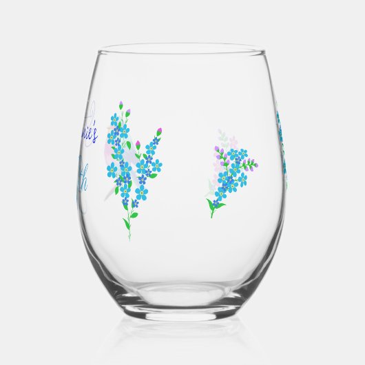 Kleurrijke Birdie Vergeet mij niet Bloemen 90ste V Wijnglas Zonder Voet (Links)