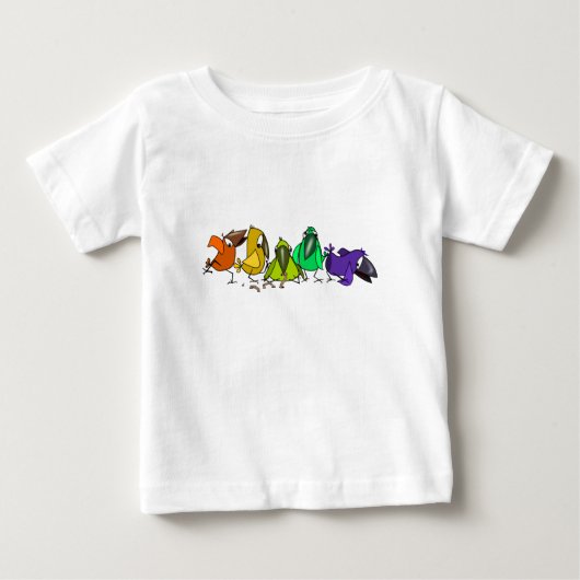 Kleurrijke Birds Funny Baby T-shirt (Voorkant)