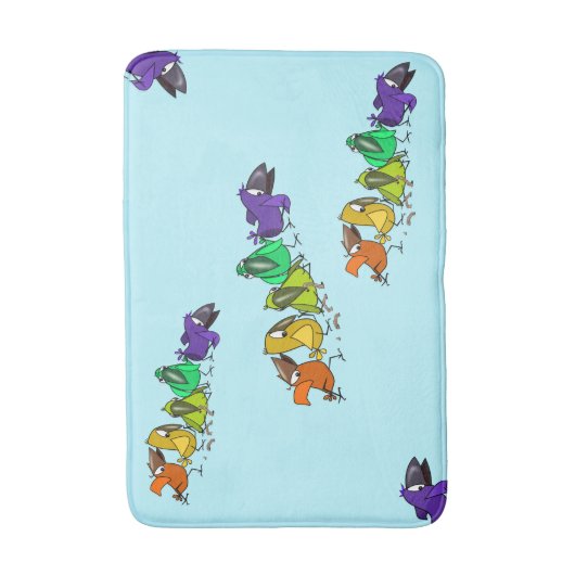 Kleurrijke Birds Funny Bath Mat - (Voorkant Verticaal)