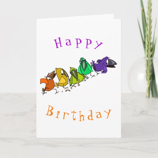 Kleurrijke Birds Funny Birthday Kaart (Voorkant)