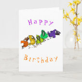 Kleurrijke Birds Funny Birthday Kaart (Gele Bloem)