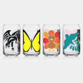 Kleurrijke Bird's Love en natuurlijke drankset Blikvorm Glas (Voorkant)