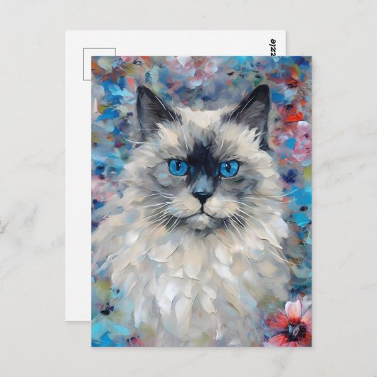 Kleurrijke Birman Cat Briefkaart (Voorkant / Achterkant)