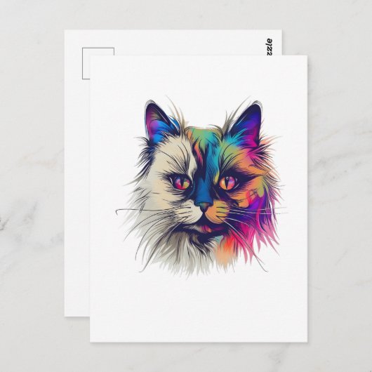 Kleurrijke Birman kat Briefkaart (Voorkant / Achterkant)