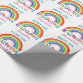 Kleurrijke Birthday Rainbow Gepersonaliseerde Kind Cadeaupapier (Hoek)