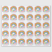 Kleurrijke Birthday Rainbow Gepersonaliseerde Kind Cadeaupapier (Vlak)
