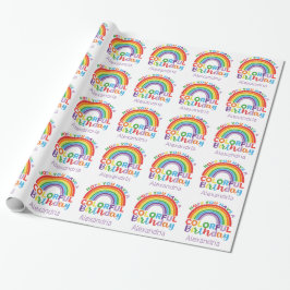 Kleurrijke Birthday Rainbow Gepersonaliseerde Kind Cadeaupapier