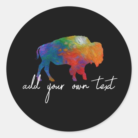 kleurrijke bison kunst voegt je eigen tekst toe ronde sticker (Voorkant)