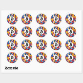 Kleurrijke Bitcoin Ronde Sticker (Vel)