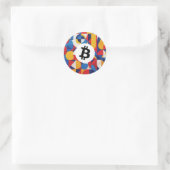 Kleurrijke Bitcoin Ronde Sticker (Tas)