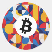 Kleurrijke Bitcoin Ronde Sticker (Voorkant)