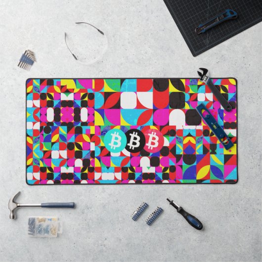 Kleurrijke Bitcoin (Vibrant HD) Bureaumat (Werkstation)