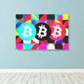 Kleurrijke Bitcoin (Vibrant HD) Canvas Afdruk (Insitu (Houten vloer))
