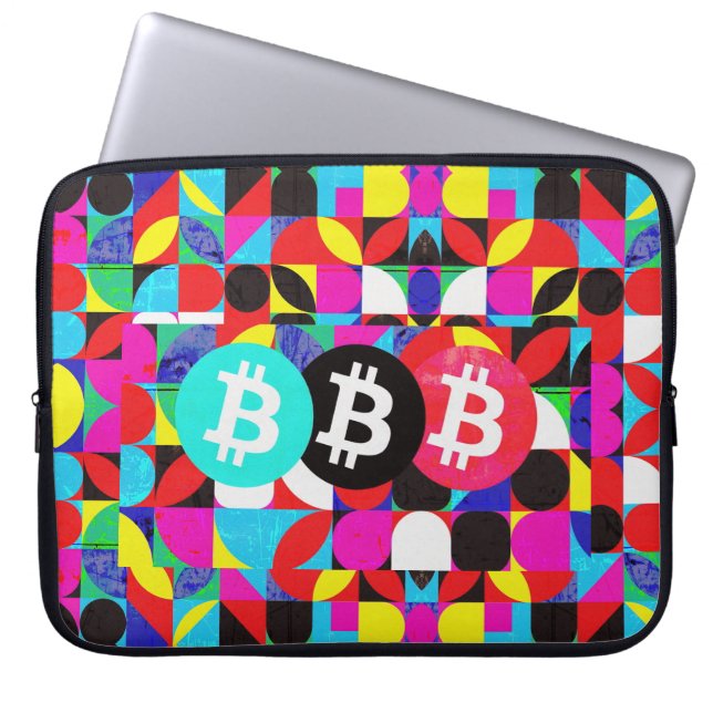 Kleurrijke Bitcoin (Vibrant HD) Laptop Sleeve (Voorkant)