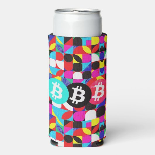 Kleurrijke Bitcoin (Vibrant HD) Seltzer Blikjeskoeler (Seltzer Voorkant)