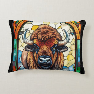 Kleurrijke Bizon Buffalo Cottagecore Rustieke Prin Accent Kussen