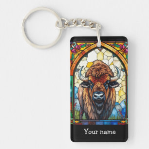Kleurrijke Bizon Buffalo Cottagecore Rustieke Prin Sleutelhanger