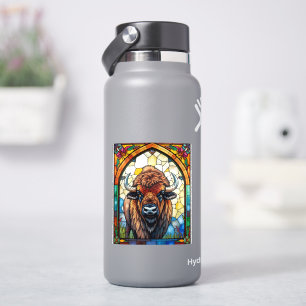 Kleurrijke Bizon Buffalo Cottagecore Rustieke Prin Sticker