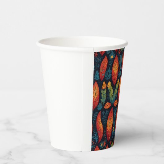 Kleurrijke blaadjes in herfst Papieren beker (Rechts)