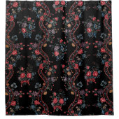 Kleurrijke Black Boho Floral Douchegordijn (Voorkant)