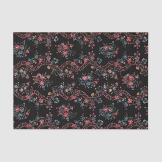 Kleurrijke Black Boho Floral Tissuepapier (Voorkant)