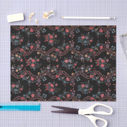 Kleurrijke Black Boho Floral Tissuepapier (Craft)