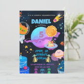 Kleurrijke Black Space verjaardagsuitnodiging Kaart (Staand voorkant)