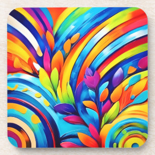 Kleurrijke blad vormen en abstracte patronen bier onderzetter