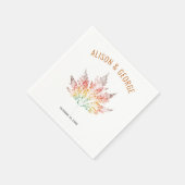 Kleurrijke bladdruk verbrand oranje herfstbruiloft servet (Hoek)