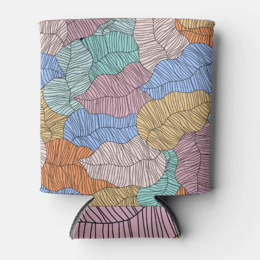 Kleurrijke bladeren: abstracte schilderachtergrond blikjeskoeler (Voorkant)