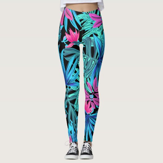Kleurrijke Bladeren Art Leggings (Voorkant)