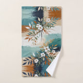 Kleurrijke Bladeren Bloemen Abstract Blauwgroen Bl Bad Handdoek (Handdoek)