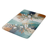 Kleurrijke Bladeren Bloemen Abstract Blauwgroen Bl Badmat (Gekanteld)