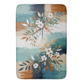 Kleurrijke Bladeren Bloemen Abstract Blauwgroen Bl Badmat (Voorkant Verticaal)