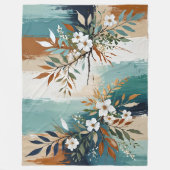 Kleurrijke Bladeren Bloemen Abstract Blauwgroen Bl Fleece Deken (Voorkant)