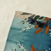 Kleurrijke Bladeren Bloemen Abstract Blauwgroen Bl Strandlaken (In situ)