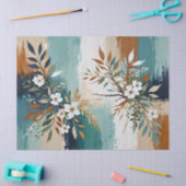 Kleurrijke Bladeren Bloemen Abstract Blauwgroen Bl Tissuepapier (Craft)