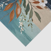 Kleurrijke Bladeren Bloemen Abstract Blauwgroen Bl Tissuepapier (Detail)