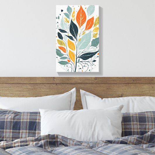 Kleurrijke bladeren canvas afdruk (Insitu (Slaapkamer))